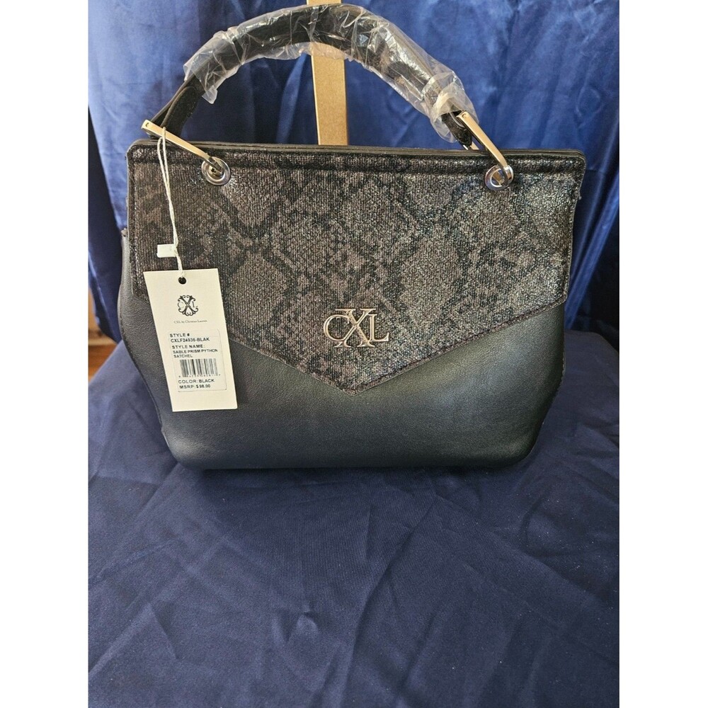 NWT CXL BY CHRISTIAN LACROIX SABLE PRISM PYTHON SATCHEL BLACK GOLD HARDWARE